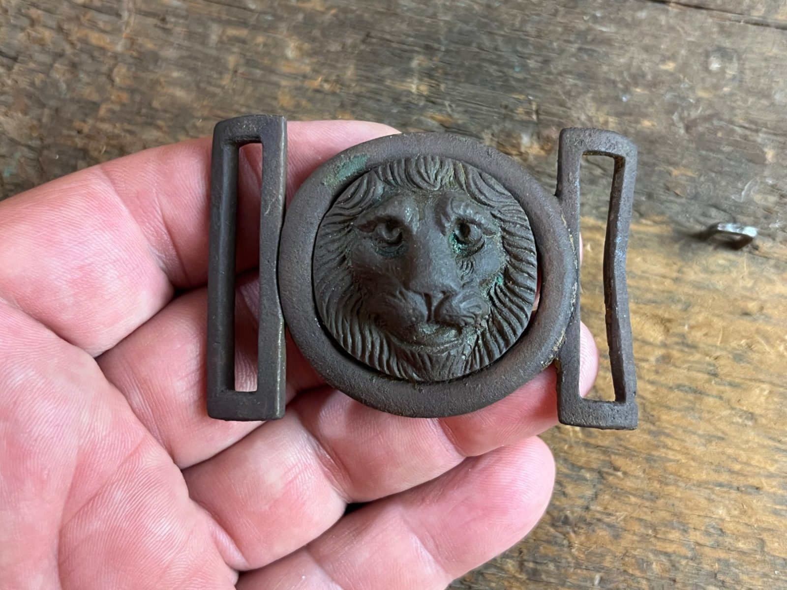 Dug Civil War Era Lions Head Two Piece Buckle