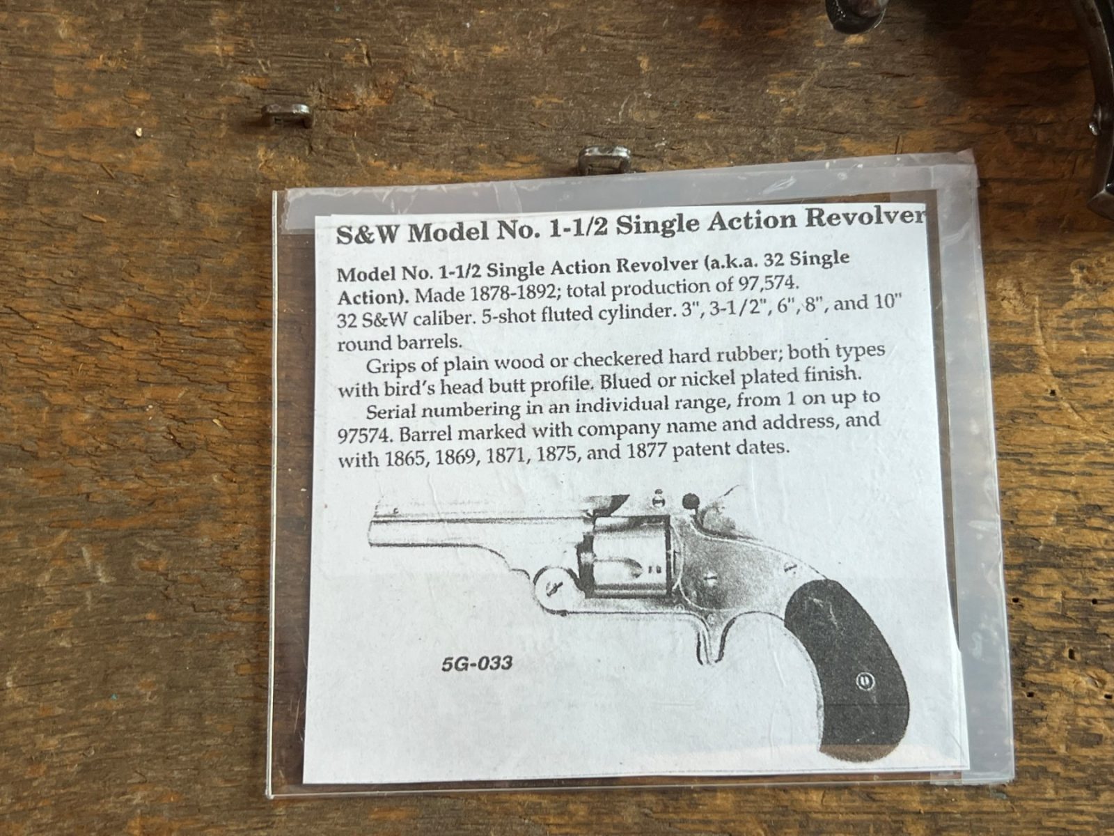 Smith & Wesson Model 1 1/2 Single Action Revolver