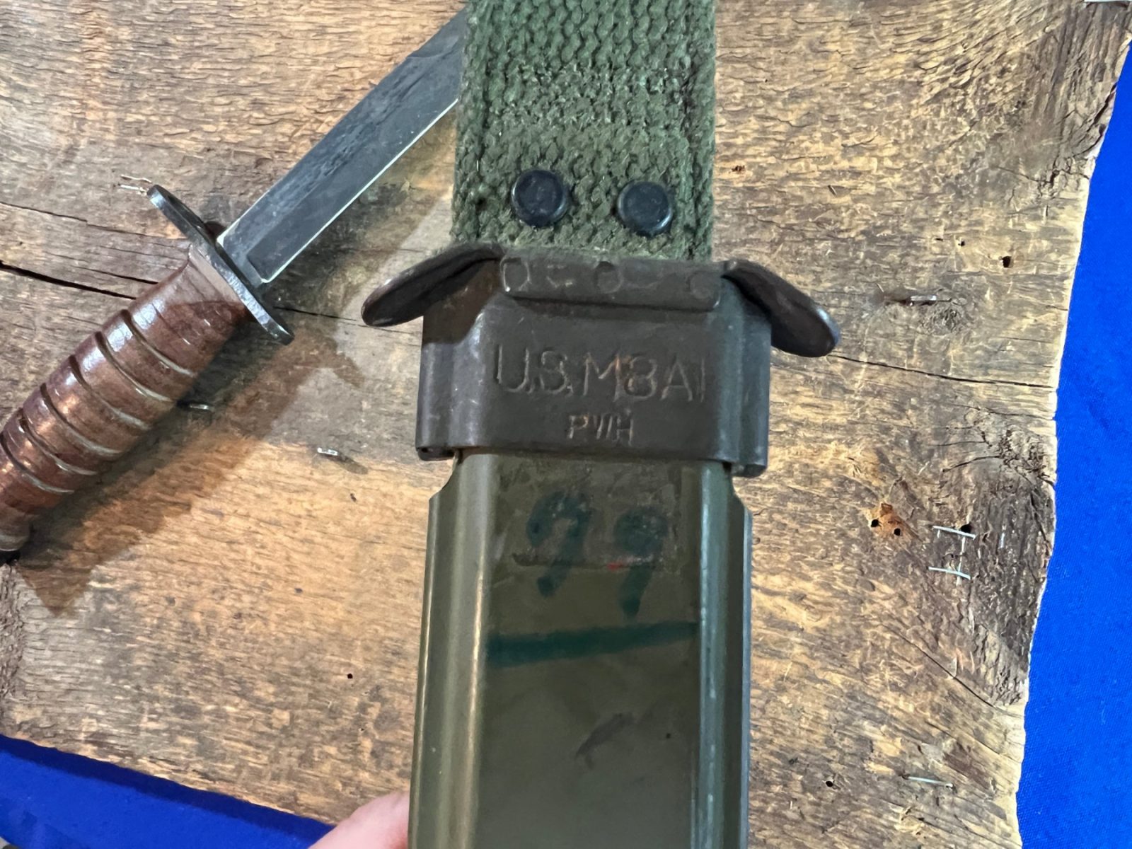 Original WW2 US CASE M1 Carbine Bayonet with M8A1 Sheath