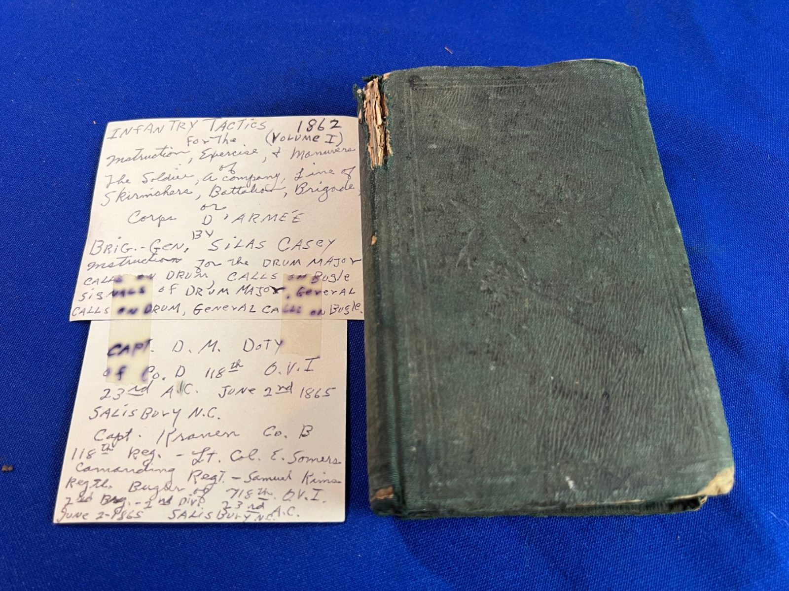 CASEYS INFANTRY TACTICS BOOK O.V.I OHIO 118TH REGIMENT DAVID M. DOTY