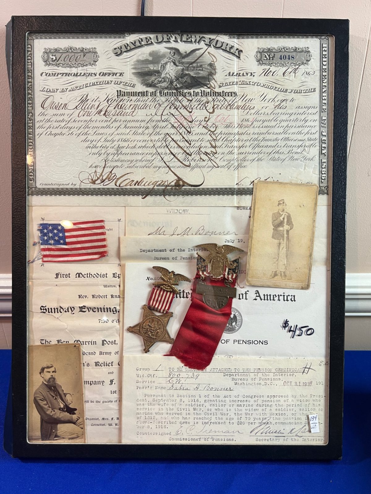 Civil War Union Veteran Grouping of Allen D. Bonner 110th NYV