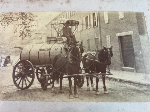 19th Century Monitor Water Wagon Albumen Photograph