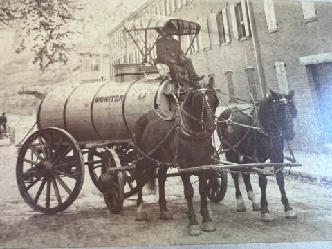 19th Century Monitor Water Wagon Albumen Photograph