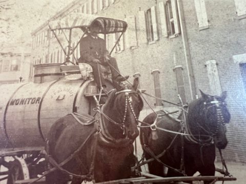 19th Century Monitor Water Wagon Albumen Photograph