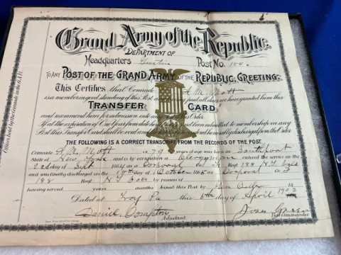 Civil War Union Veteran Grouping of A. M. Mott 188th NYV