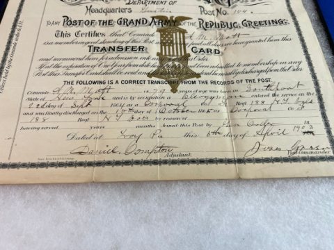 Civil War Union Veteran Grouping of A. M. Mott 188th NYV