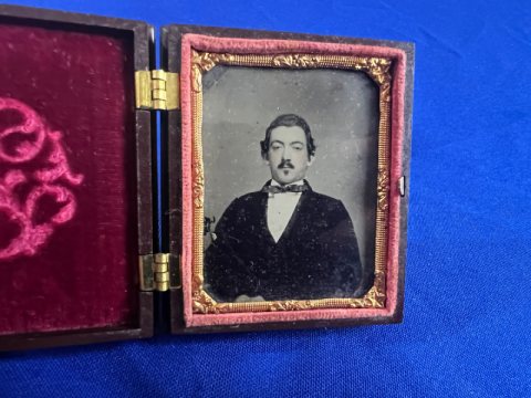 Union Patriotic Cased 9th Plate Tintype Image of an Early Off to War Gentleman
