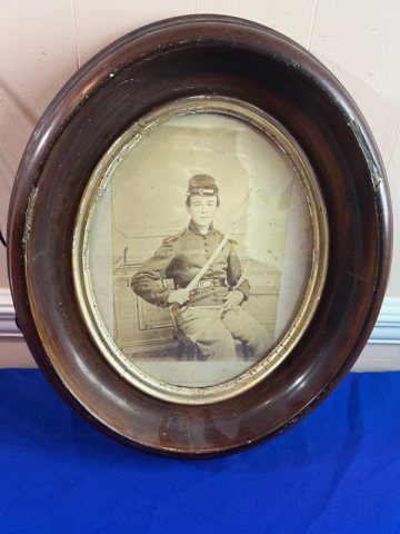 Young Union Cavalry Soldier Armed Framed Albumen Photograph