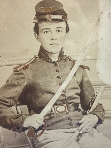 Young Union Cavalry Soldier Armed Framed Albumen Photograph