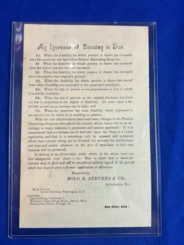 Civil War Table of Invalid Pension Rates Document