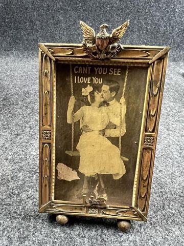 WWI US SWEETHEART EAGLE PICTURE FRAME WITH PHOTO