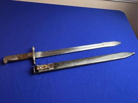 SWISS M1914 PIONEER SAWBACK BAYONET AND SCABBARD