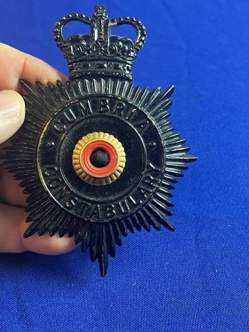 WWII ERA CUMBRIA CONSTABULARY HELMET PLATE HAT BADGE