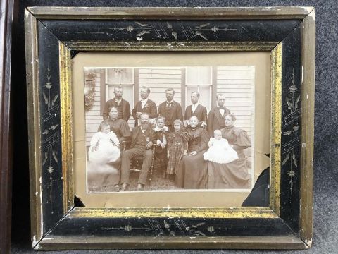 LARGE CABINET CARD ALBUMEN PHOTO OF 31ST OHIO VOLUNTEER INFANTRY VETERAN AND FAMILY FRAMED