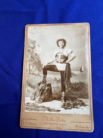 SNAKE CHARMER Millie Betra Cabinet Card Portrait Circa 1900s