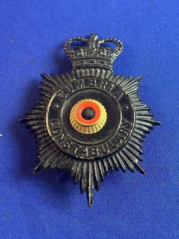 WWII ERA CUMBRIA CONSTABULARY HELMET PLATE HAT BADGE