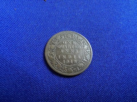 KING GEORGE EMPEROR ONE QUARTER ANNA INDIA 1913