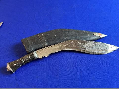 Nepalese Gurkha Long Leaf Kukri Fighting Knife with Scabbard