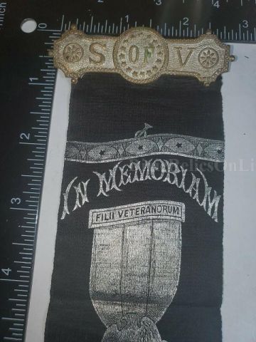 SONS OF VETERANS RIBBON IN MEMORIAM S.B. BOND CAMP NO.91 WARE MASS