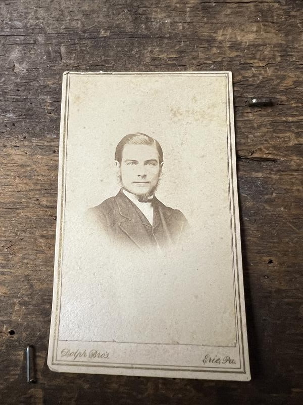 CIVIL WAR ERA CDV OF A YOUNG MAN FROM ERIE PA STUDIO WITH WASHINGTON STAMP