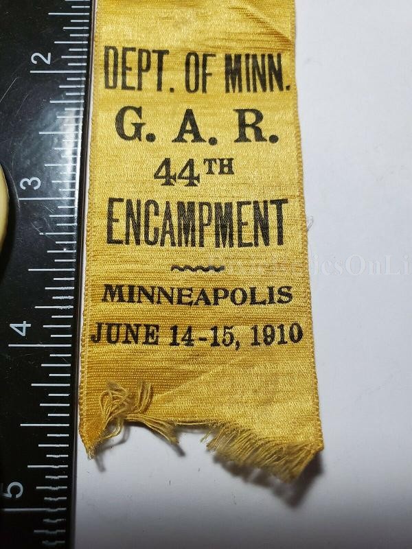 1910 GAR RIBBON BADGE GRAND ARMY OF THE REPUBLIC FLAG DAY 44TH ENCAMPMENT MINNEAPOLIS