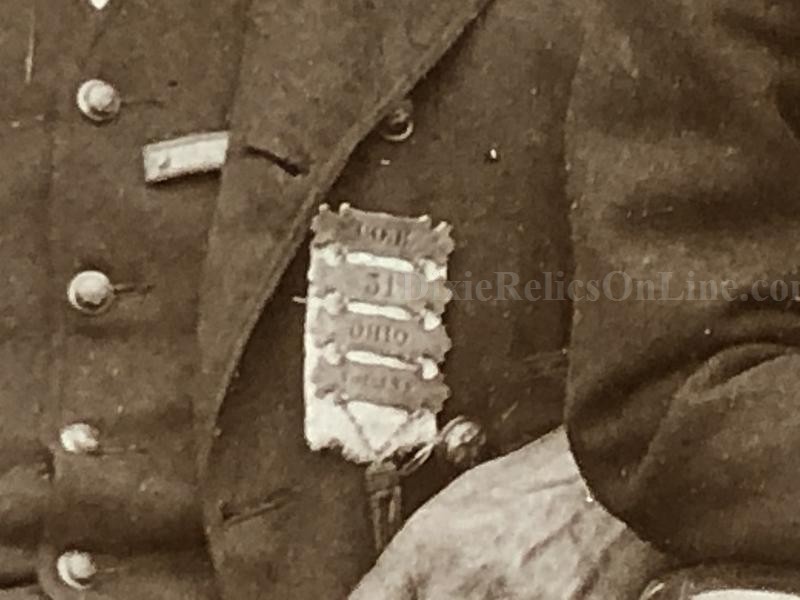 LARGE CABINET CARD ALBUMEN PHOTO OF 31ST OHIO VOLUNTEER INFANTRY VETERAN AND FAMILY FRAMED