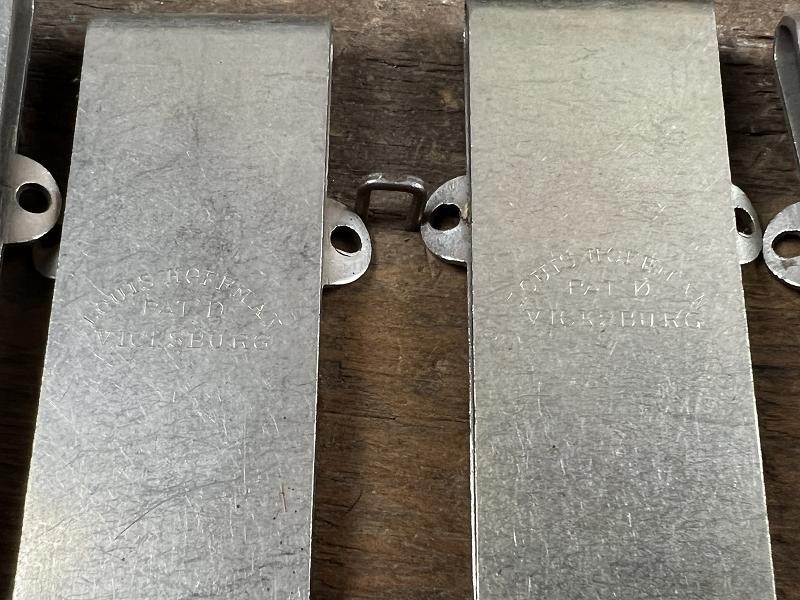 Louis Hoffman Confederate Gunsmith Spring Steel Belt Clips Marked Vicksburg Mississippi