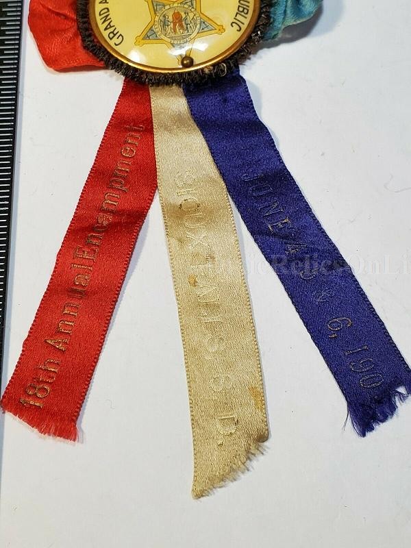 1901 GAR RIBBON BADGE GRAND ARMY OF THE REPUBLIC 18TH ANNUAL ENCAMPMENT SIOUX FALLS S.D.