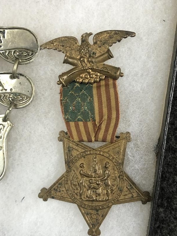 CIVIL WAR US ID VETERAN JEREMIAH DERR 91ST PA GAR LADDER BADGE SOLDIERS GROUP GETTYSBURG