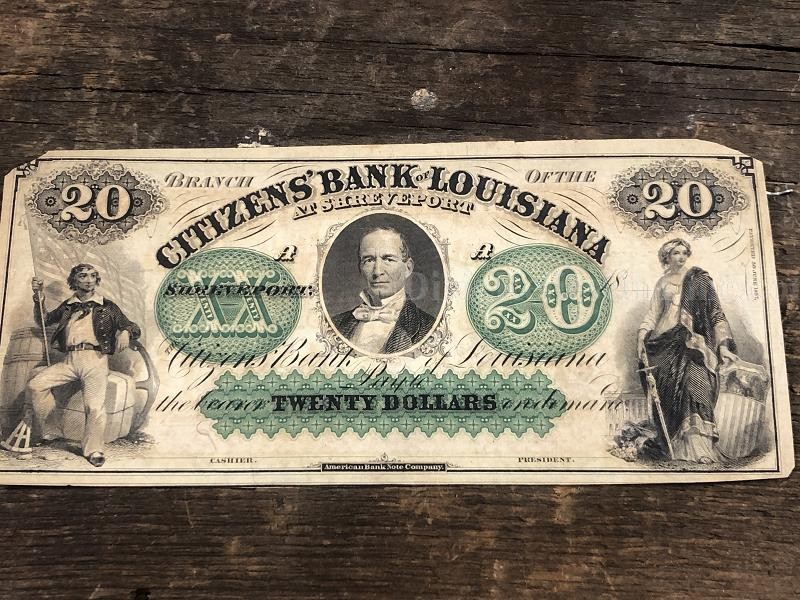 $20 The Citizens' Bank of LOUISIANA at Shreveport Note UNISSUED