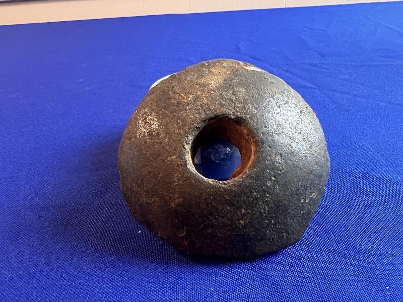 CIVIL WAR ROUNDBALL WOOD DRIVE FUSE HOLE ARTILLERY SHELL FRAG KENNESAW MNT.