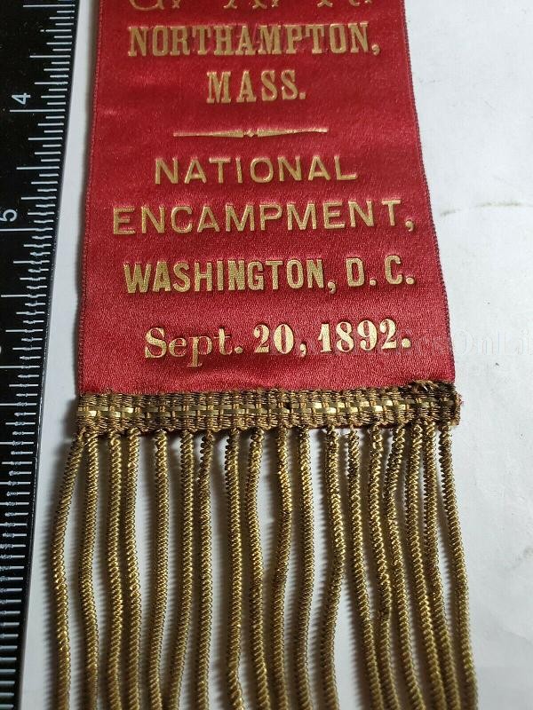 1892 WASHINGTON DC NATIONAL ENCAMPMENT GAR RIBBON GRAND ARMY OF THE REPUBLIC WM L BAKER POST 86