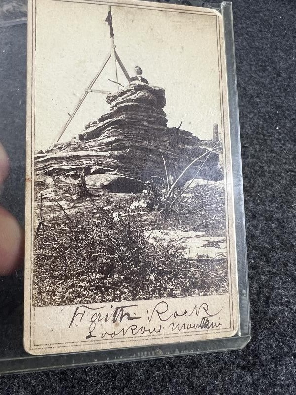 RARE LOOKOUT MOUNTAIN TN CDV IMAGE OF FAITH ROCK JEFF DAVIS CIVIL WAR ERA