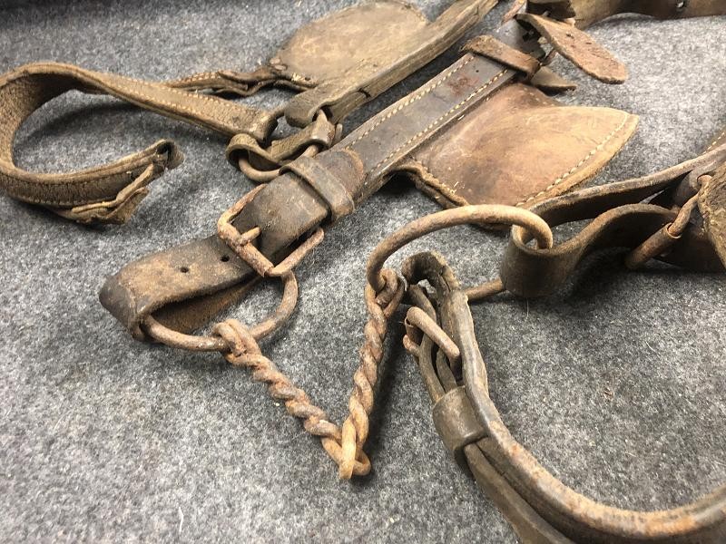CIVIL WAR ERA HORSE BIT WITH HARNESS REINS AND WATERING BIT