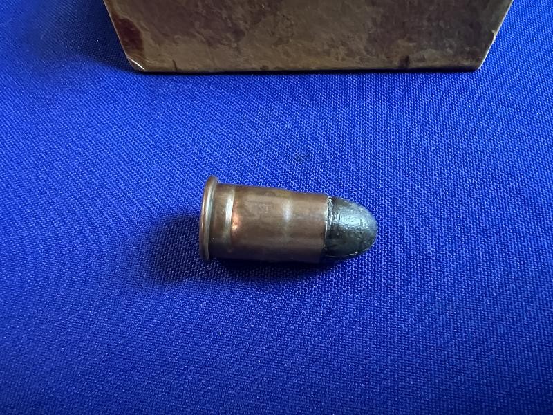 VERY RARE COMPLETE ORIGINAL BOX PACKET OF TEN .50 CALIBER CARTRIDGES BY FRANKFORD ARSENAL
