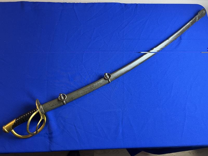 US CIVIL WAR C. ROBY CAVALRY SWORD WITH SCABBARD DATED 1864