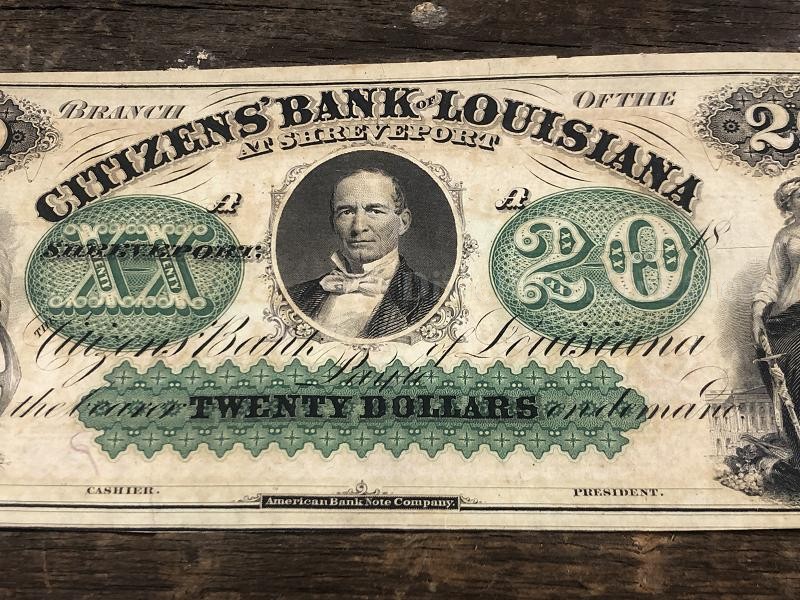 $20 The Citizens' Bank of LOUISIANA at Shreveport Note UNISSUED