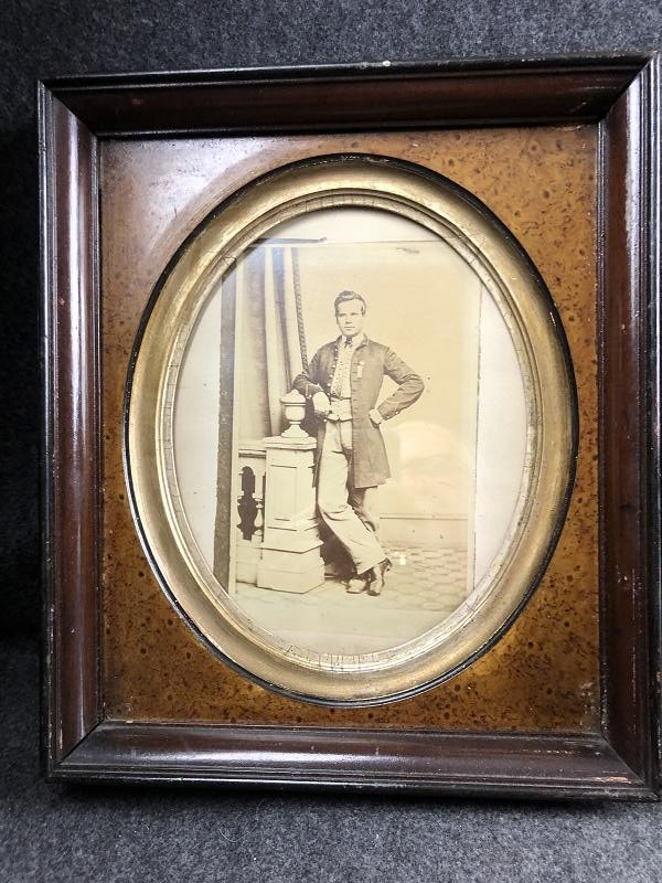 LARGE CIVIL WAR OHIO OFFICER ALBUMEN PHOTO FRAMED