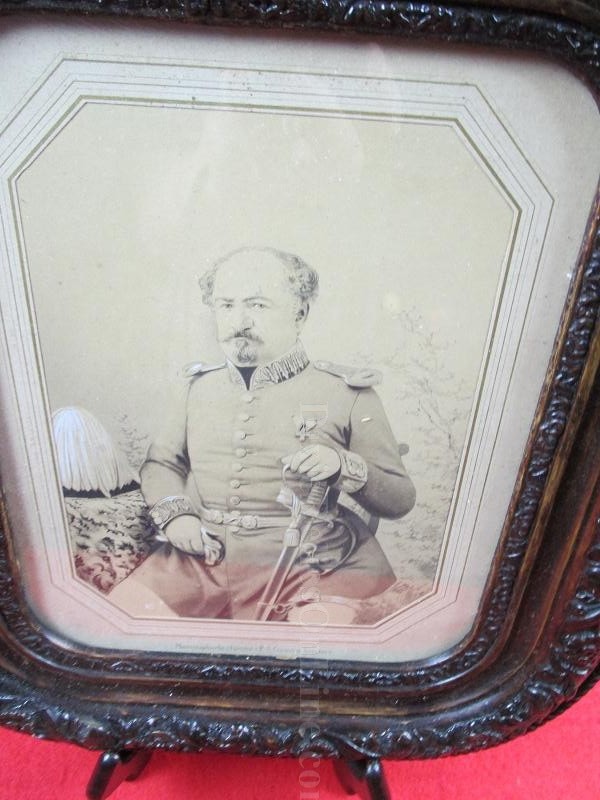 WWI Era German Officer Albumen Photo In Nice Wood Glass Frame
