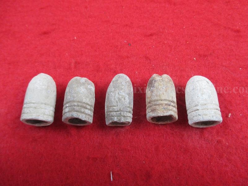 LOT OF 5 CIVIL WAR SELMA ARSENAL LUBE GROOVE FIRED BULLETS SPANISH FORT ALA
