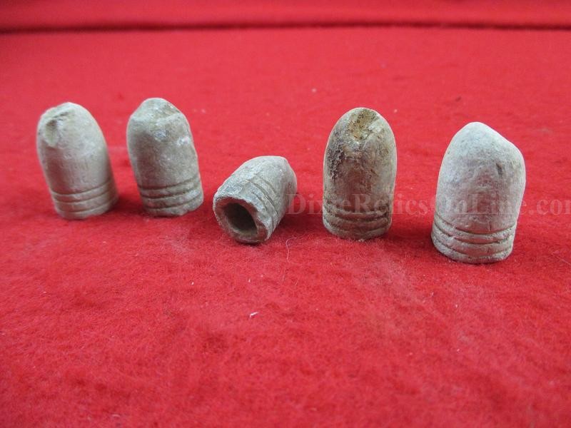 LOT OF 5 CIVIL WAR SELMA ARSENAL LUBE GROOVE FIRED BULLETS SPANISH FORT ALA