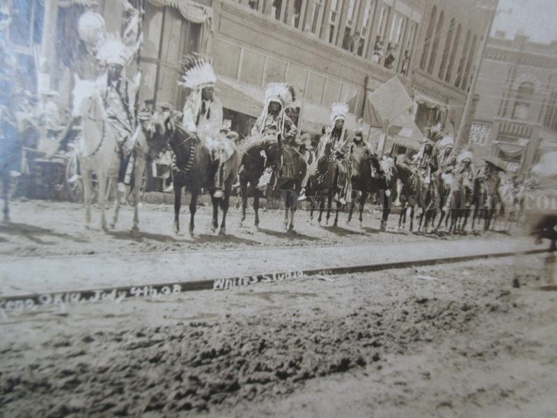 Original Large Albumen Photo Native American Indian Parade ElReno Okla July 4th 1898
