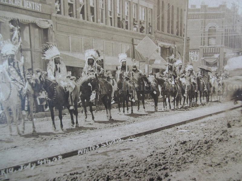 Original Large Albumen Photo Native American Indian Parade ElReno Okla July 4th 1898