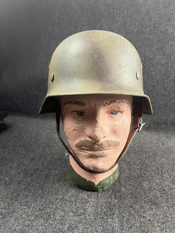 Original WWII German Army Heer M40 Refurb Helmet Normandy Pattern Camo