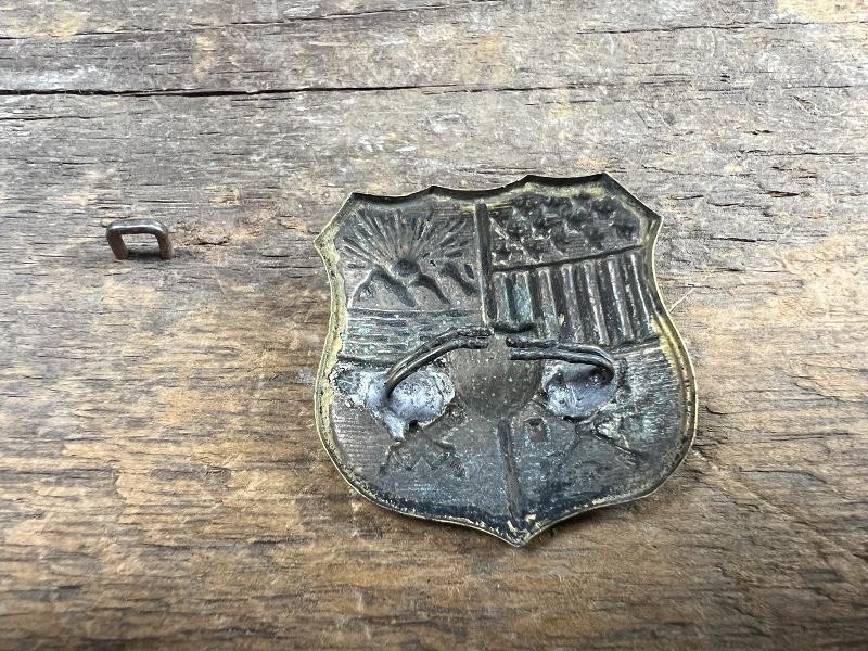 ORIGINAL US INDIANA STATE GUARD HAT BADGE CA. 1870