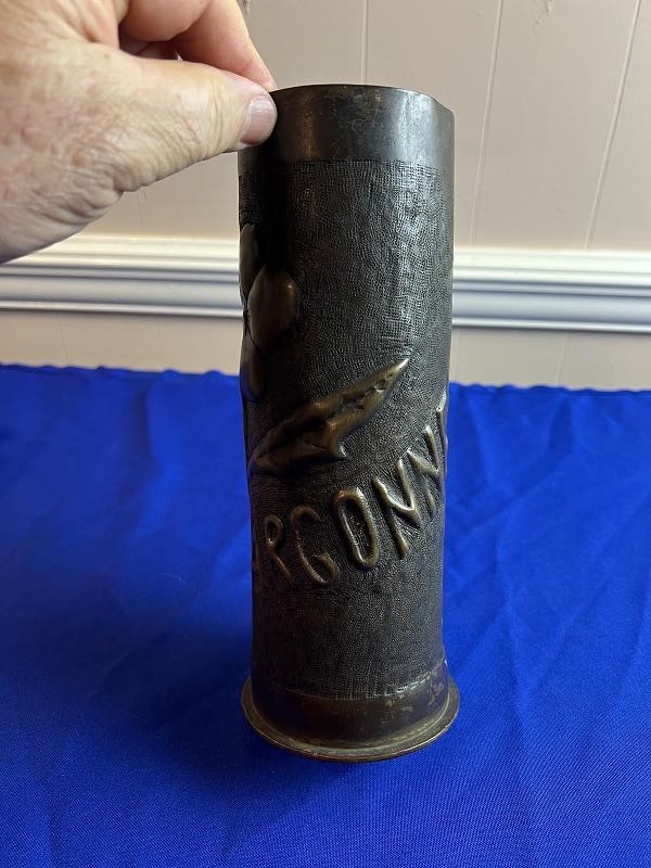 LARGE WWI 1918 TRENCH ART ARGONNE ARTILLERY SHELL