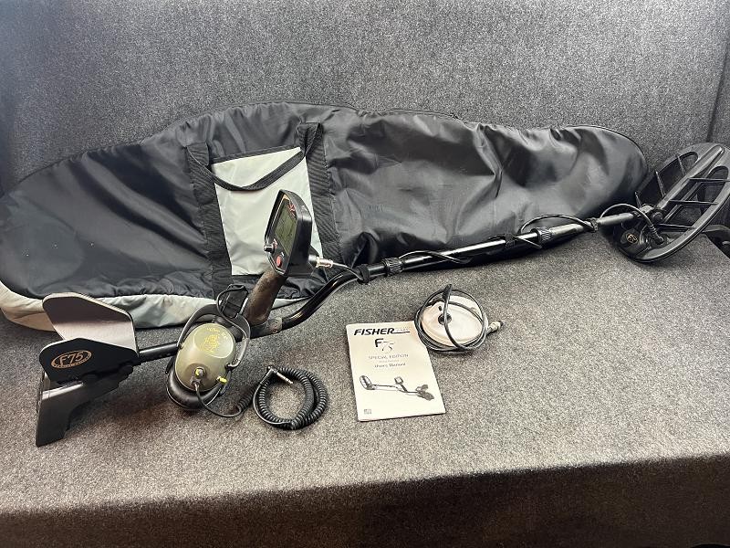 Fisher F75 Metal Detector with Waterproof 11" DD Coil Headphones and Carry Bag