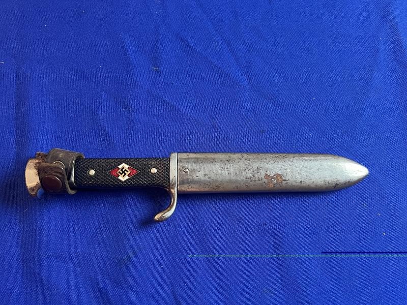 WW2 1ST MODEL HITLER YOUTH KNIFE & SCABBARD BY GUST L. KOLLER