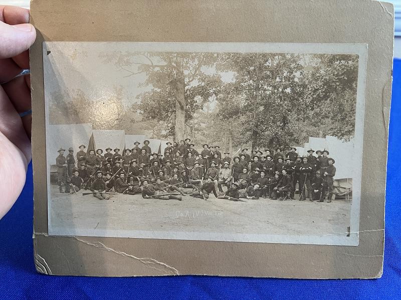SPANISH AMERICAN WAR ALBUMEN PHOTOGRAPH OF THE 1ST VERMONT VOLUNTEER INFANTRY CO. A