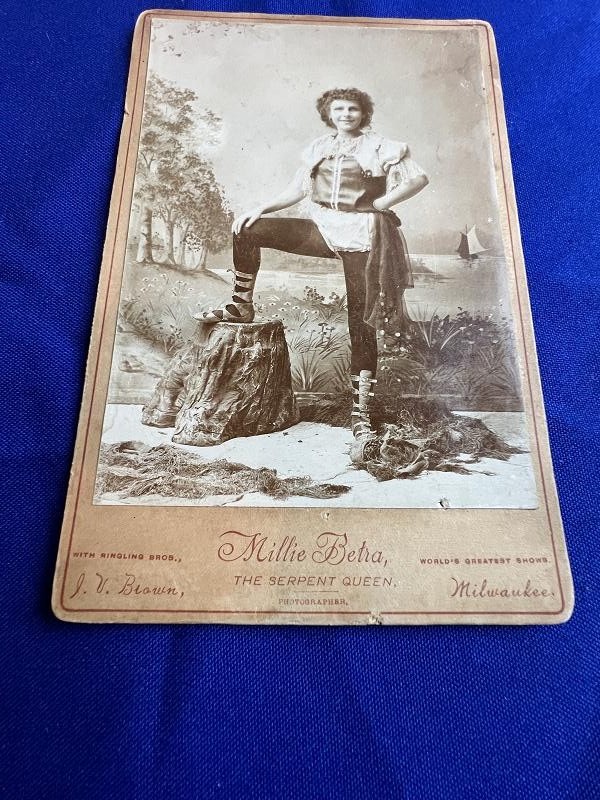 SNAKE CHARMER Millie Betra Cabinet Card Portrait Circa 1900s